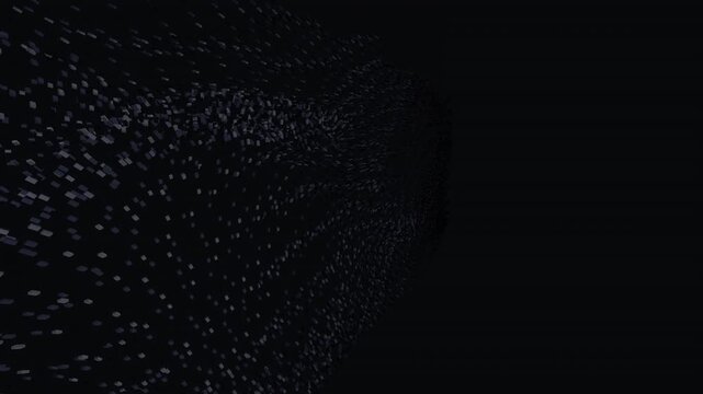 seamlessly looping abstract video background featuring an elegantly undulating wave of dark and gold metallic blocks. The 3D geometric structure smoothly morphs and flows for modern presentations.