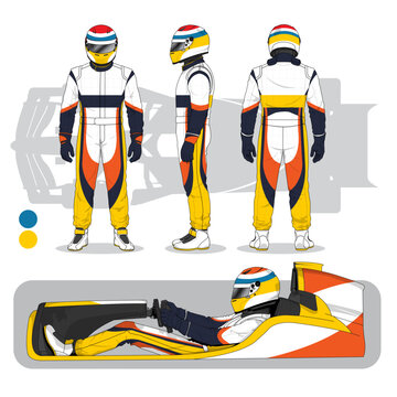 Racing Driver Full Body and Seated Illustration Set