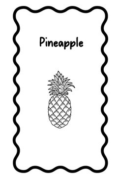 Coloring Fruit Flashcards  - pineapple