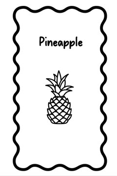 Coloring Fruit Flashcards  - pineapple