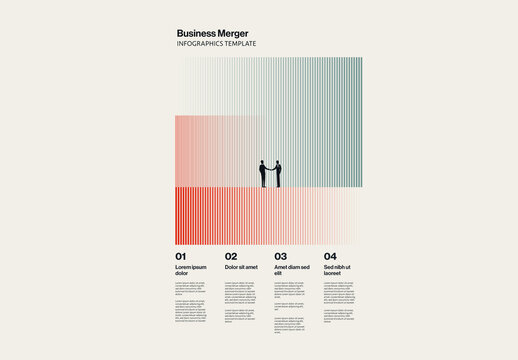 Business Merger Vertical Infographic Template with Striped Gradients Illustration