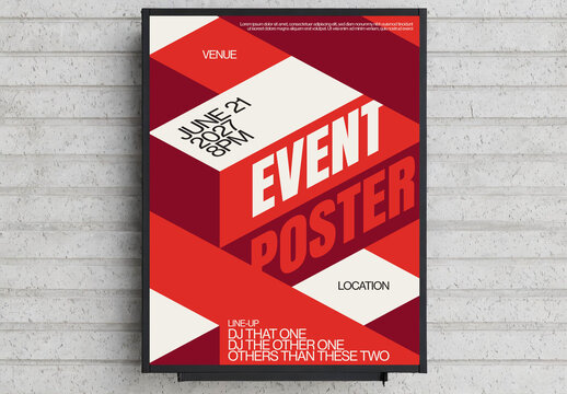 Event Poster Template with Abstract 3D shapes and Typography