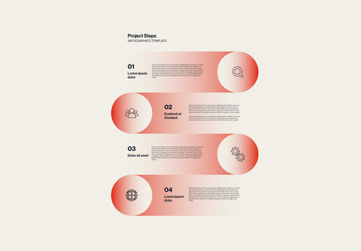 Project Steps Infographic Template with Gradient Circle Elements and Icons