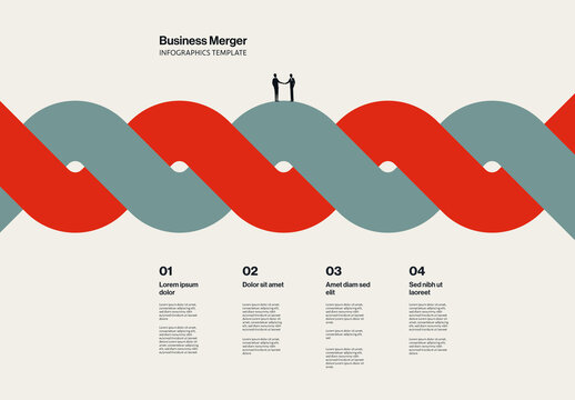 Business Merger Negotiation Infographic Template with Chain Illustration