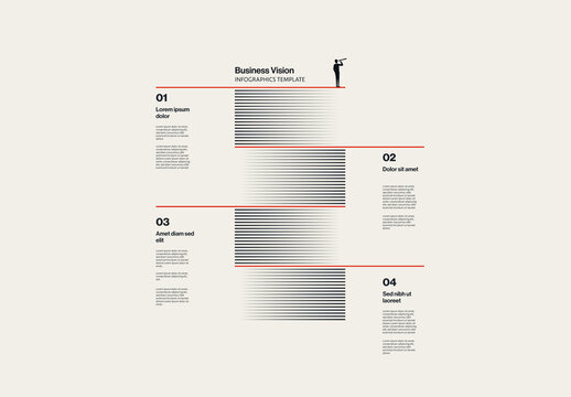 Business Vision Infographic Template with Gradient Stripes Illustration