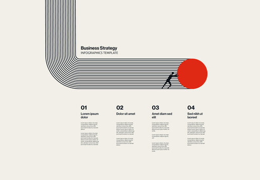 Business Strategy and Plan Infographic Template with 4 Steps Process