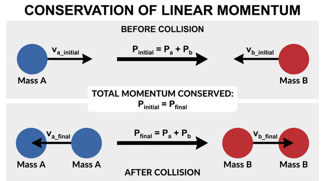 Conservation of Linear Momentum Before after collision diagram