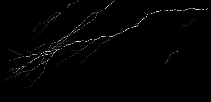 Isolated Lightning Bolt Effect on Black Background PNG Overlay Design Element