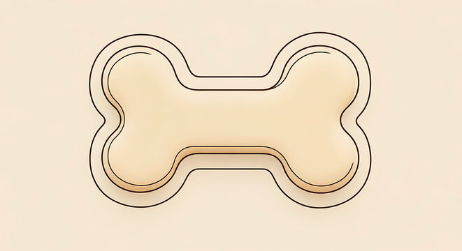 Minimalist dog bone graphic icon featuring simple outline design against a soft cream background