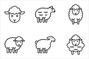 Obraz premium Sheep icon set, vector illustration on white background