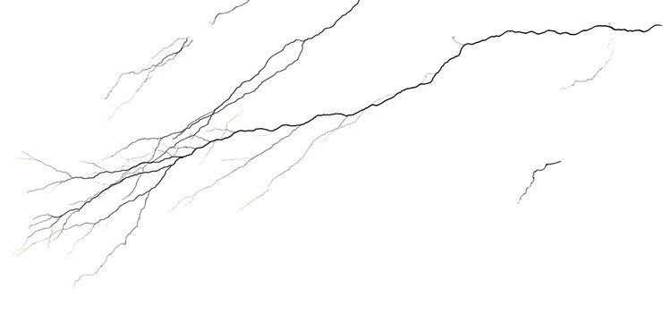 Black Lightning Silhouette Crack Texture Isolated on transparent Background Graphic Design Element