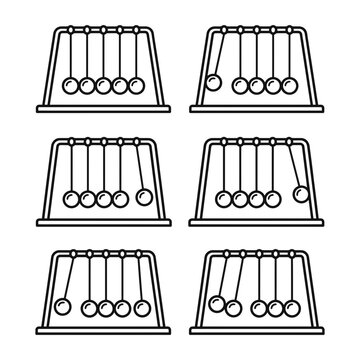 Newton cradle physics experiment kinetic energy motion stages set with pendulum
