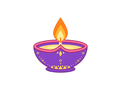 A colorful pixel art illustration of a traditional indian diya oil lamp glowing with a bright flame for the celebration of diwali festival