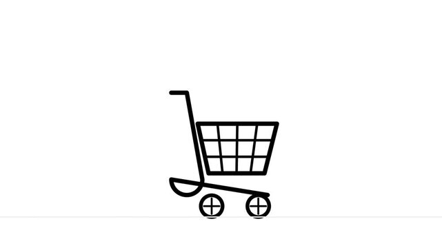Minimalist line art shopping cart icon for e-commerce, digital retail, and user interfaces, symbolizing online purchases and efficient add-to-cart functionality