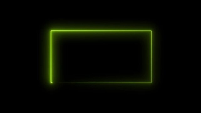 A yellow neon rectangle frame glowing against a dark background with a modern aesthetic design