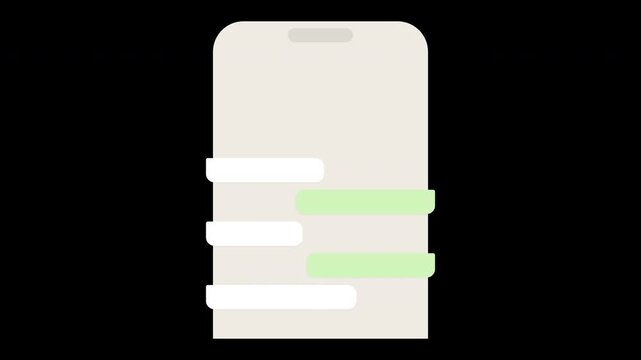 Minimalist smartphone animation, chat bubbles on mobile screen, Animated messages scroll
