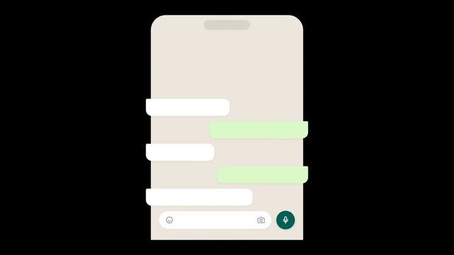 Animated messages scroll, minimal smartphone chat animation, mobile messenger app interface