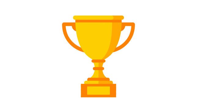 Gold Trophy Cup Flat Vector Illustration