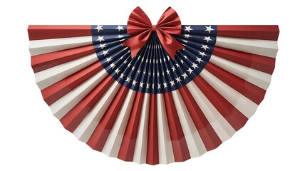 Obraz premium American patriotic bunting decoration with red white and blue colors isolated on a white background
