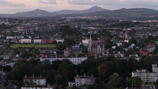 Dun Laoghaire Ireland Coastal Town Aerial View at Sunrise