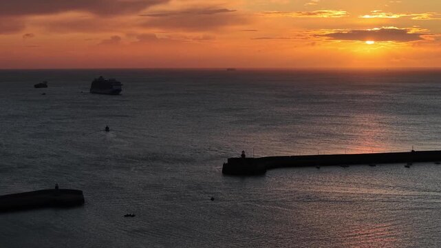 Dun Laoghaire Ireland Coastal Town Aerial View at Sunrise
