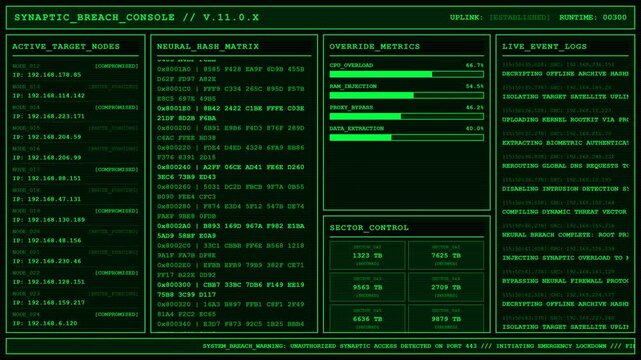 Synaptic Breach Console Neural Network Override Animation.