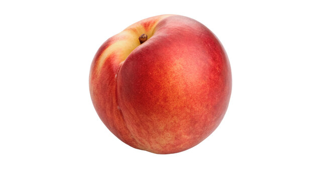 Whole ripe red peach nectarine fruit with smooth texture isolated on transparent background