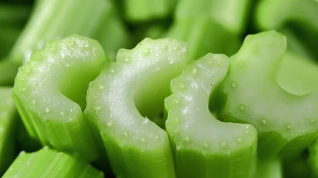 Close-Up of Fresh Sliced Celery