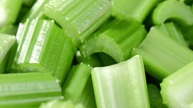 Close-Up of Fresh Sliced Celery