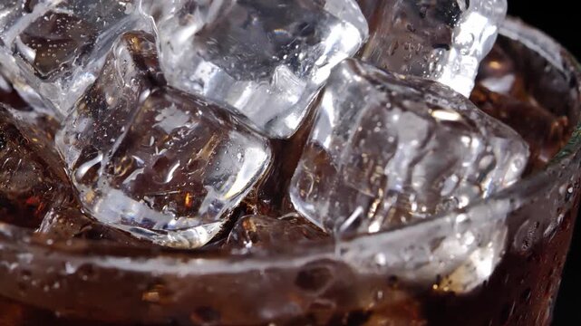 Cola Soft Drink with Ice in Glass	