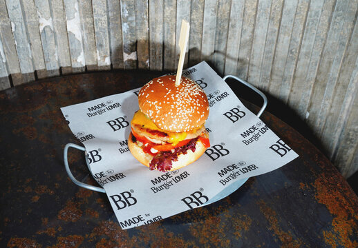 Burger Wrapping Paper Mockup