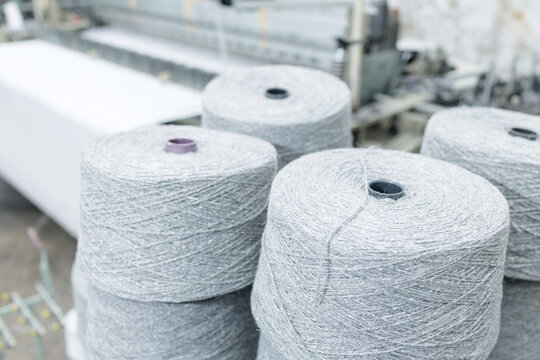 Merino Wool Yarn Cones in Industrial Spinning Mill Production