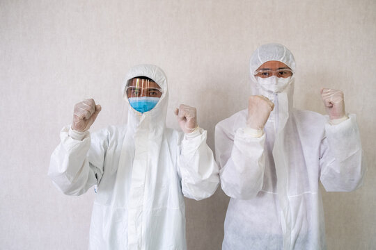 Protective suit face shield medical mask gloves infection virus
