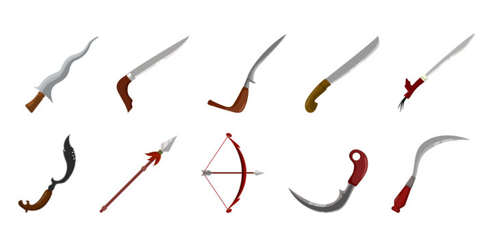 Set of traditional indonesian weapons vector illustration