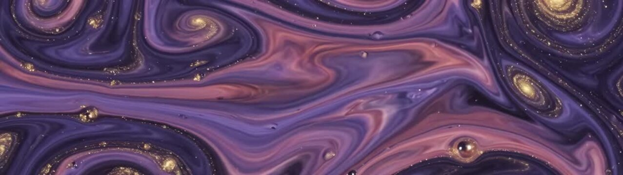 Swirling cosmic colors with sparkling gold creating a celestial pattern conveying wonder and universal connection.