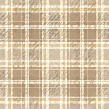 Beige and brown plaid fabric pattern seamless texture