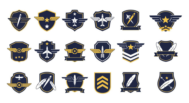 Aviation Badges and Emblems: Military, Air Force, & Wings - Vector Set