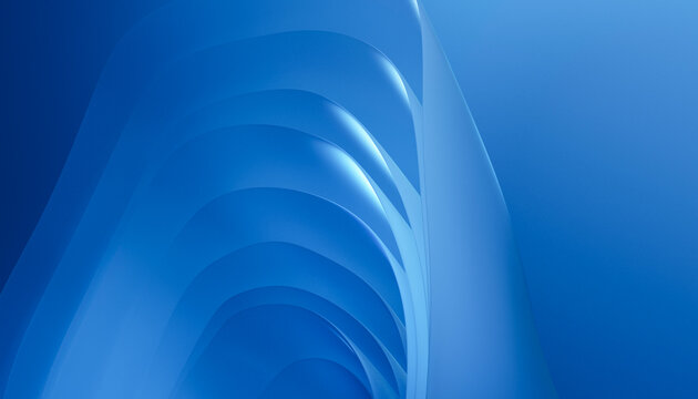 Abstract blue curved layered shapes forming smooth flowing gradients