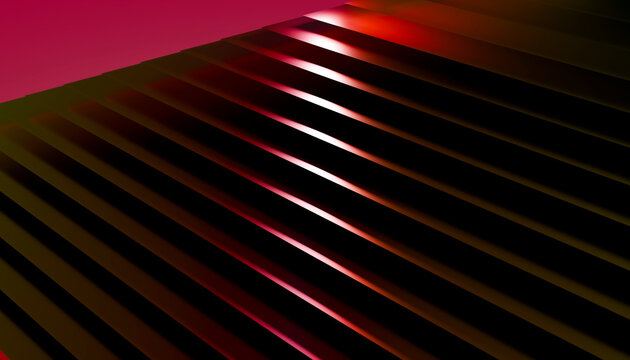 Diagonal slats create sharp light and shadow patterns