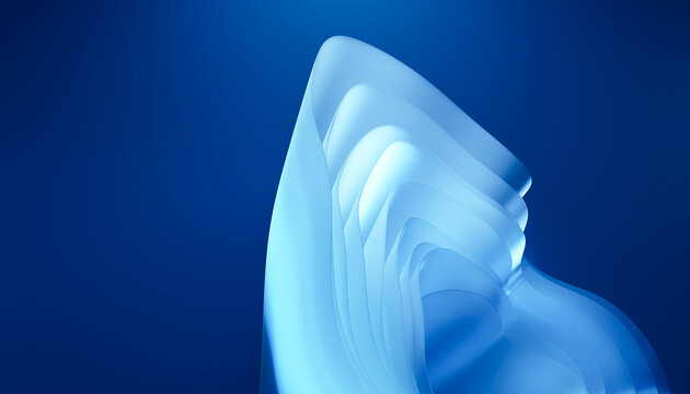Digital abstract artwork featuring smooth layered blue shapes