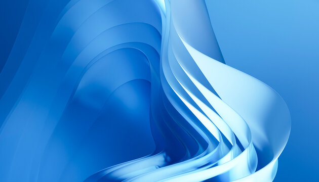 Abstract smooth blue layered shapes form a fluid modern 3d design