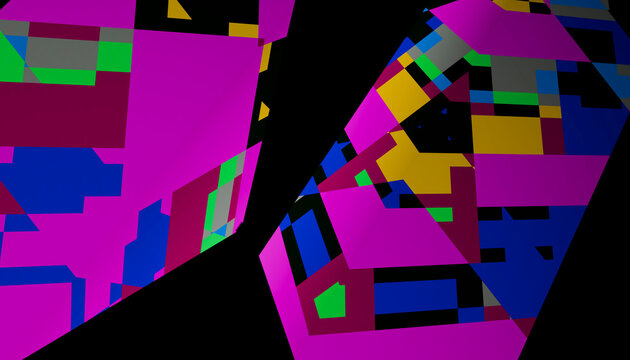 Colorful abstract digital artwork with geometric shapes and sharp