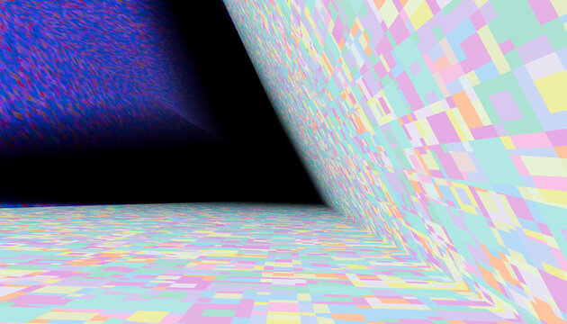 Abstract digital artwork featuring colorful geometric patterns