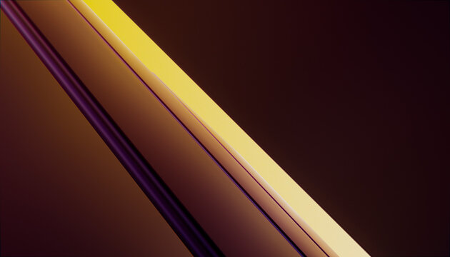 Abstract diagonal golden lines on a dark reflective surface