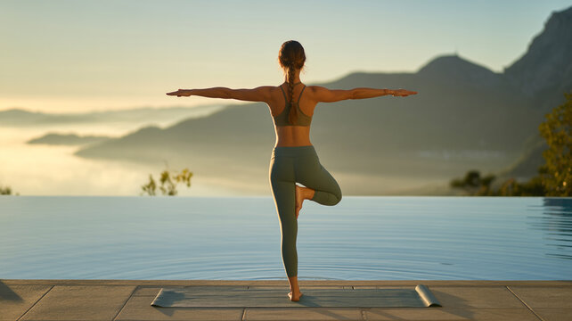 Young women in yoga pose
