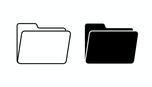 Document storage folders displayed in two clean graphic styles including a thin line outline and a bold solid black shape.