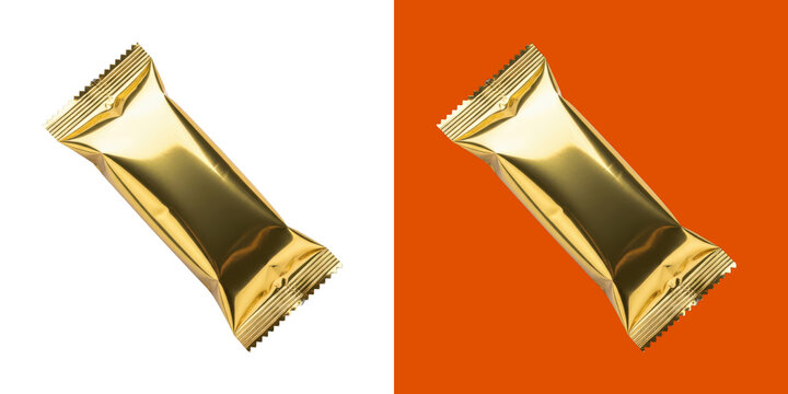 Shiny gold snack bar wrapper packaging design template png