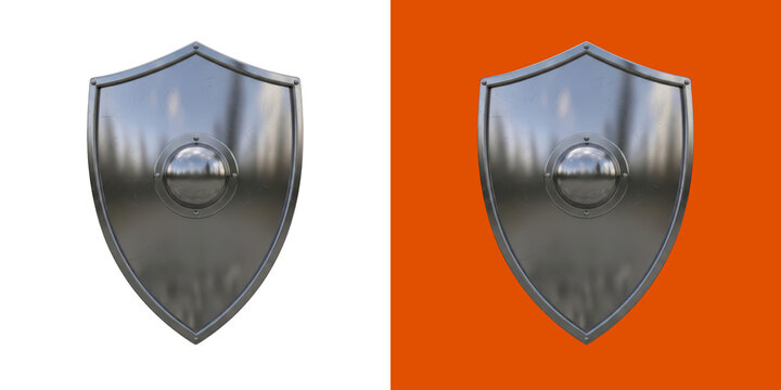 Shiny polished metal knight shield for protection and defense png
