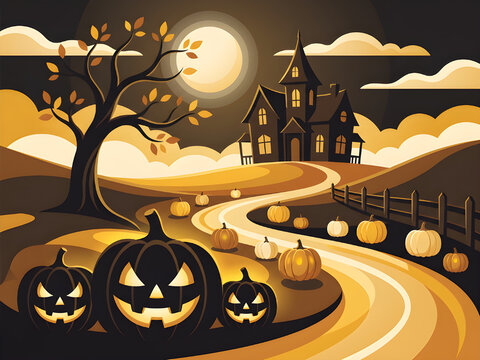halloween background with pumpkin and bats