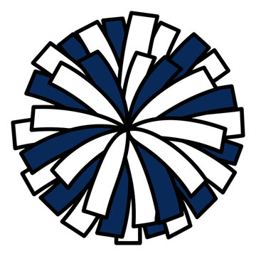 Blue and white cheerleading pom pom